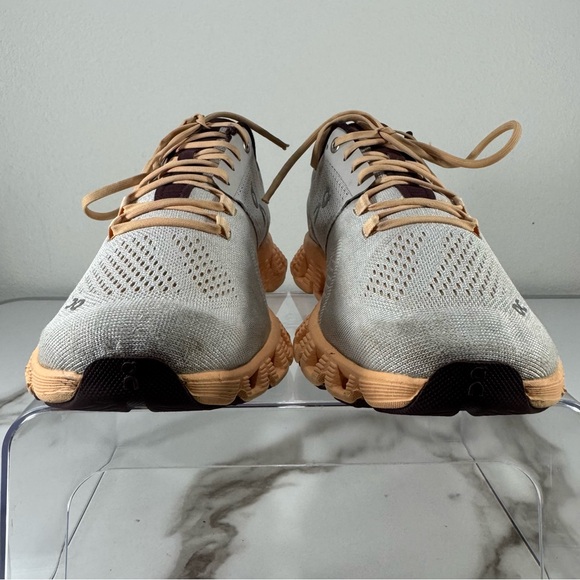 On Running Cloud X Gray Peach Knit Mesh Lightweight Training Women’s Sneakers, 8 - Picture 6 of 14